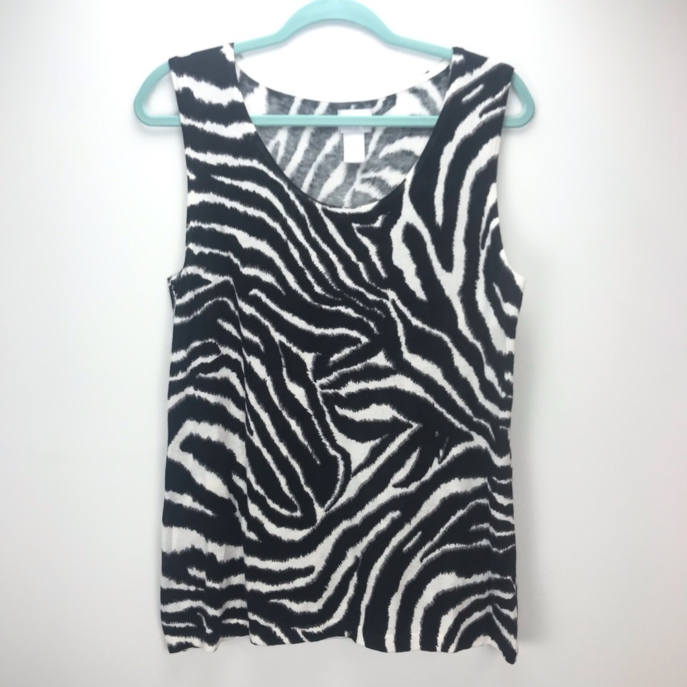 CHICO’S zebra animal print top Size 2